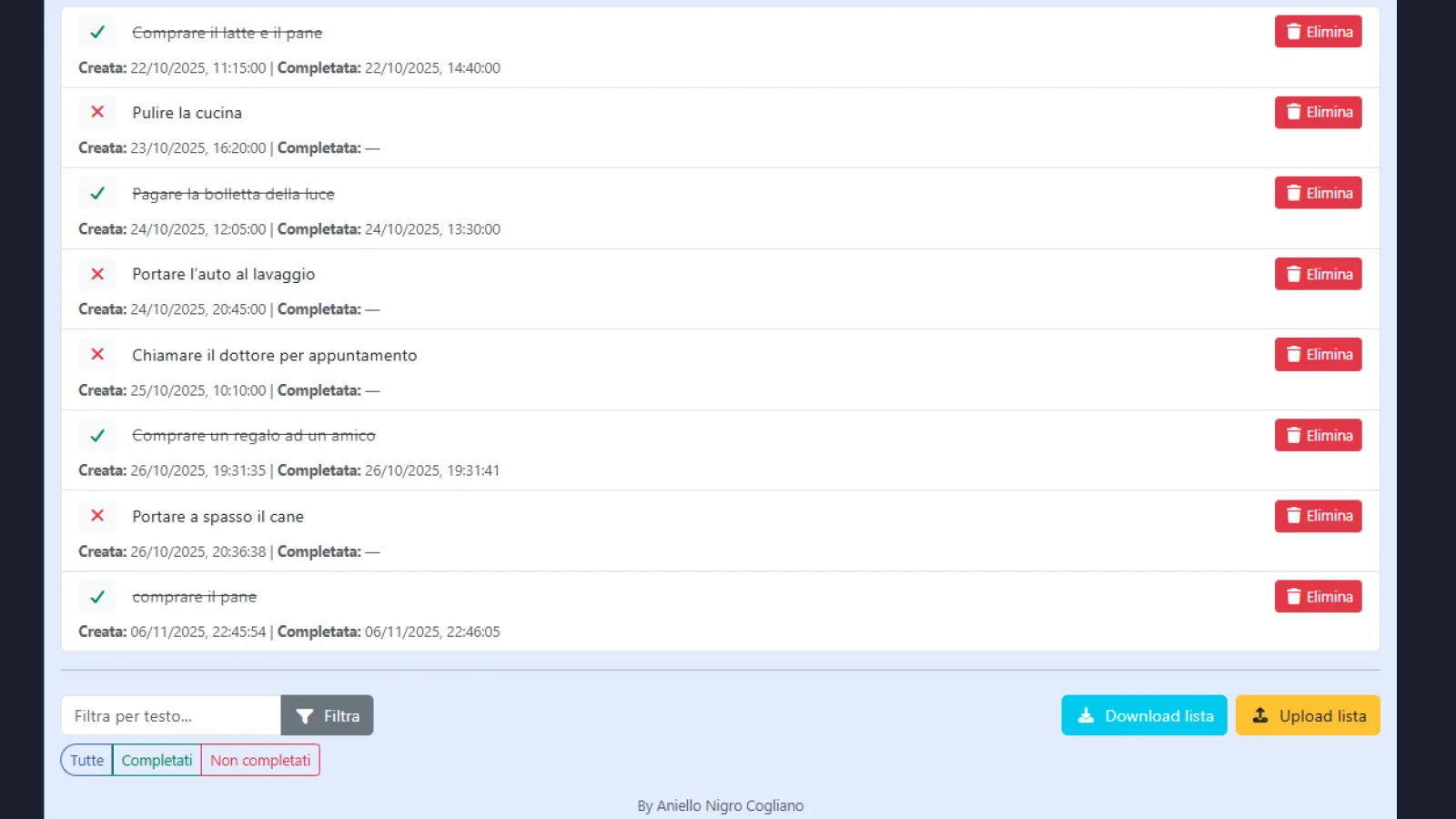 To-Do List Web App – JavaScript & Node.js con persistenza JSON